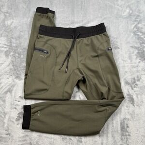 BYLT Premium Jogger Pants Mens Large Green Zip Pockets Stretch Athletic Tapered
